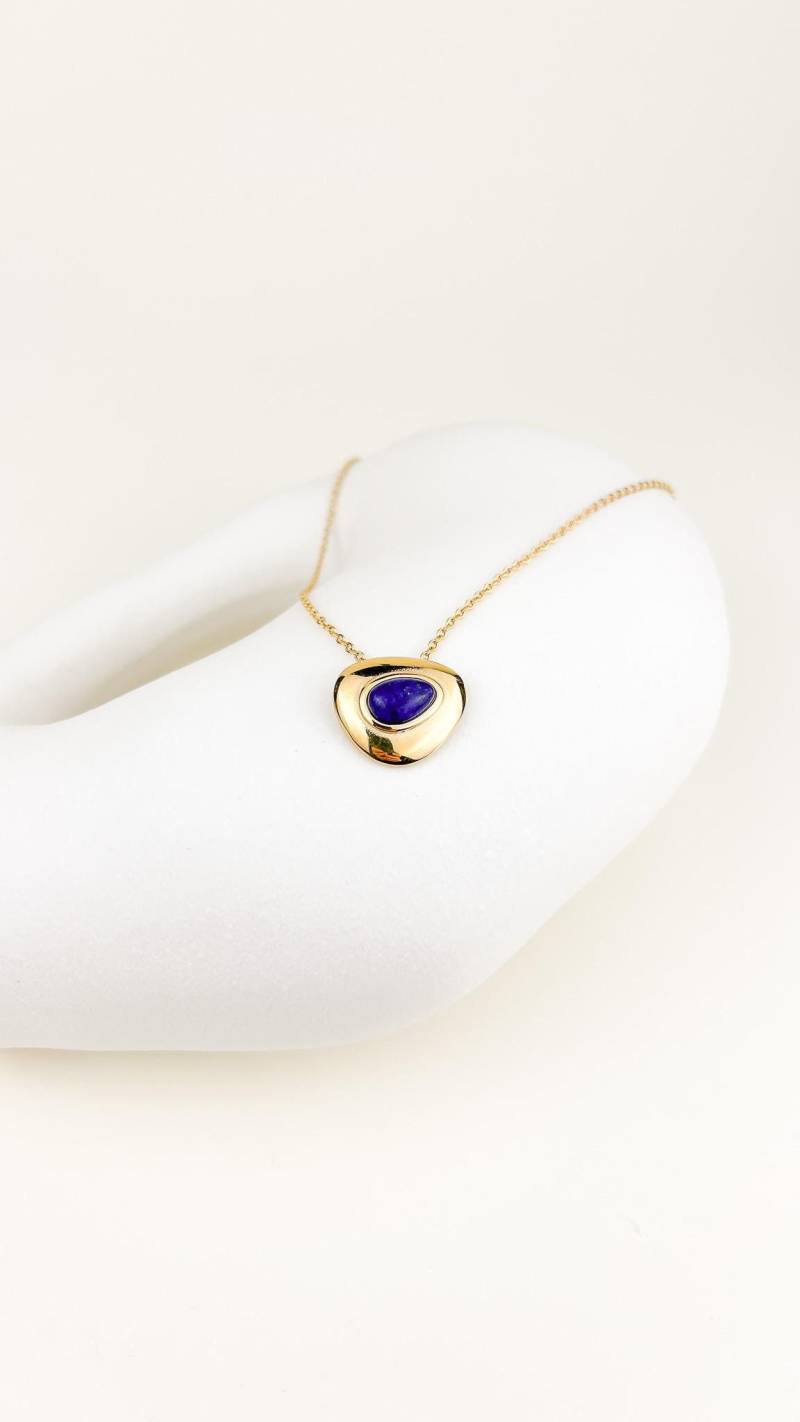 Lapis Lazuli Kette Gold Edelstahlkette Goldene Halskette Wasserfeste Mit Edelsteinen von AtelierAmalfi