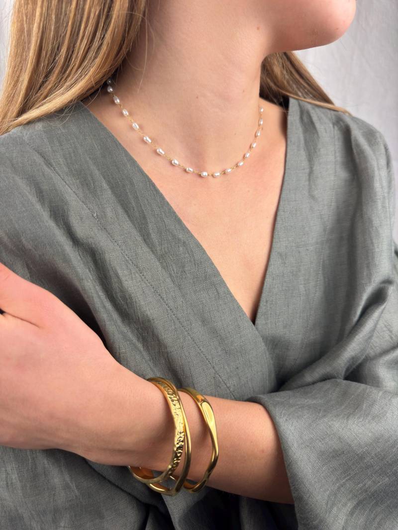 Perlenkette Wasserfest Edelstahl Halskette Perlen Gold Tarnish Free Pearl Neckace von AtelierAmalfi