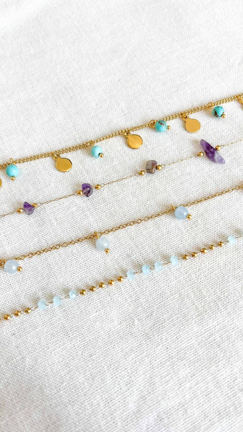 Turquoise Anklet Pearl Waterproof Gold Non Tarnish Jewelry Beach von AtelierAmalfi