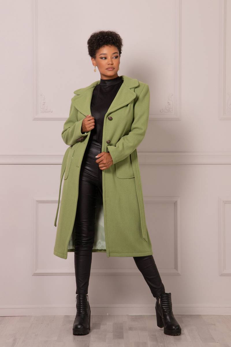 Plus Size Grüner Mantel, Chartreuse Wolle Kaschmir Wintermantel, Eleganter Maxi Gürtel Outfit Benutzerdefinierter Fit Und Flare Jacke Plus Size Grüner Mantel, Chartreuse Wolle Kaschmir Wintermantel, Eleganter Maxi Gürtel Outfit Benutzerdefinierter Fit Und Flare Jacke von AtelierAstraea