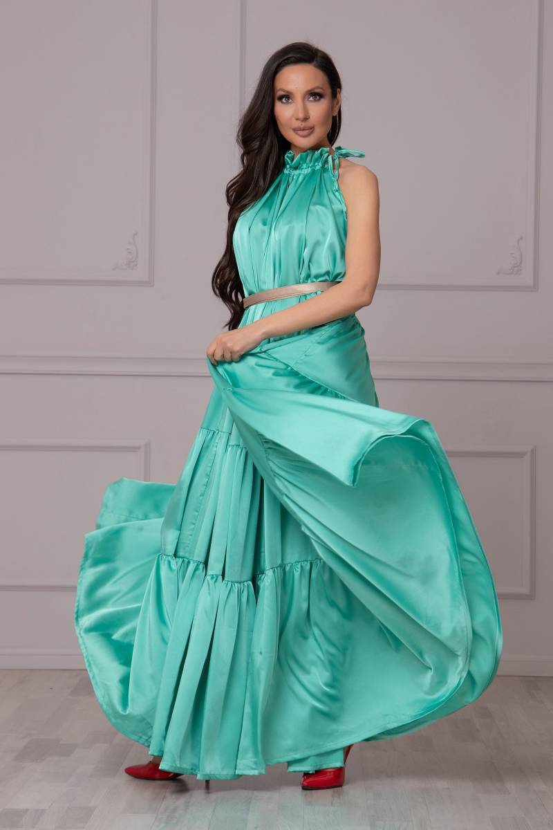 Satin Kaftan Kleid, Empfang Kleid Grüne Göttin Cocktail-Party Damen Plus Größe Anlass Formelle Maxi von AtelierAstraea