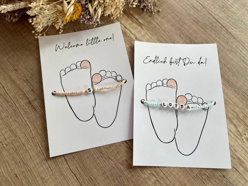 Armband Mit Karte - Babyfuß, Kinderfuß, Füße Baby, Geburt, Personalisiertes Babyarmband, Geschenk von AtelierBalu