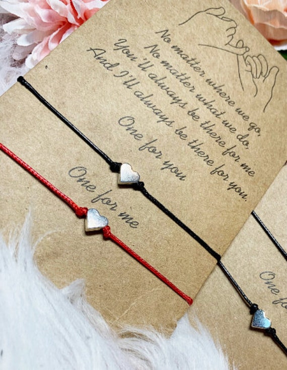 To Go - Freundschaftsarmband 2Er Set Herz | Geschenkidee Freundin Muttertag Abschlussfeier Geburtstagsgeschenk Filigran Armband Paar von AtelierCatHamburg
