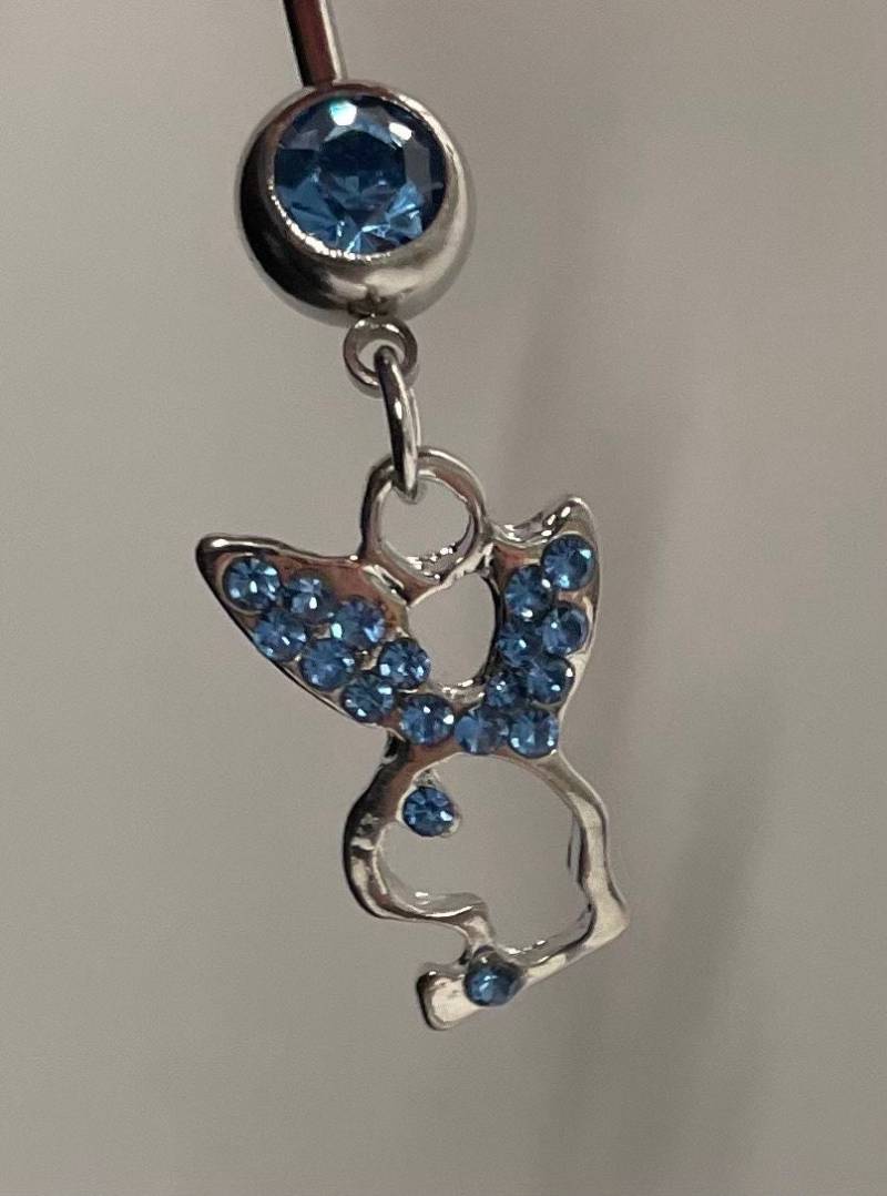 To Go - Kitsch Bunny Bauchnabel-Piercing Blue | Glitzer Geschenkidee Schmuck Häschen Piercing 80Er 90Er Hase von AtelierCatHamburg