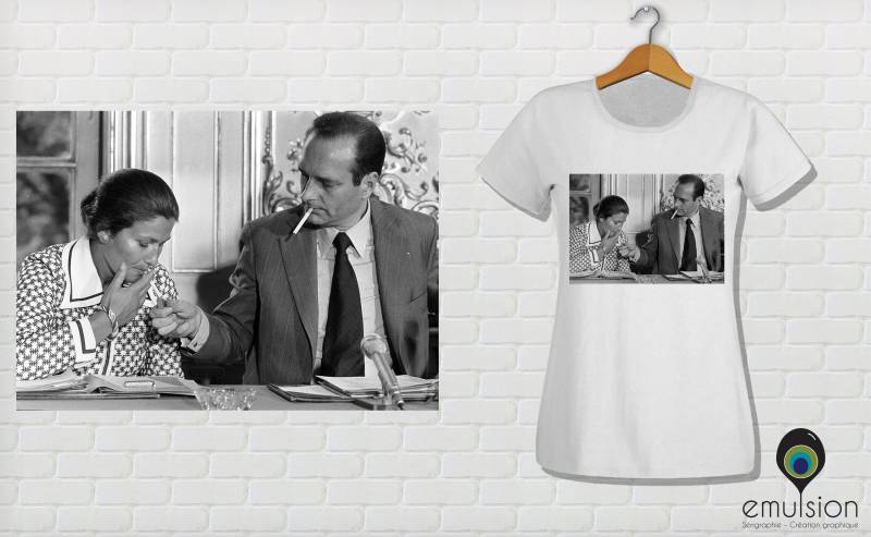 Simone Veil Und Jacques Chirac Herren - Oder Damen-T-Shirt | Taillierter Schnitt von AtelierEmulsion