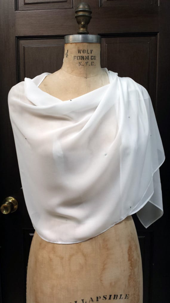 Aus Weißen Diamant Weiß Chiffon Schal Wrap Mit Strass Aus Weißen Diamant Weiß Chiffon Schal Wrap Mit Strass von AtelierFavorite