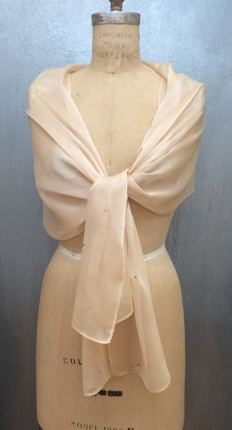 Champagner Chiffon Schal, Wrap Mit Strass Champagner Chiffon Schal, Wrap Mit Strass von AtelierFavorite