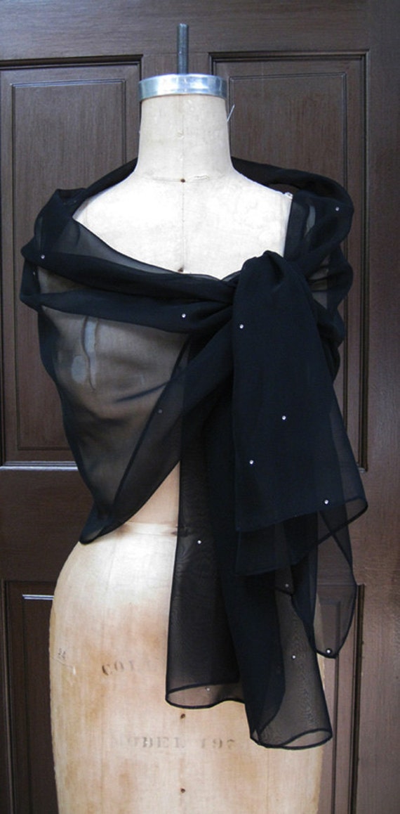 Schwarzer Chiffon Schal Wrap Mit Strass Schwarzer Chiffon Schal Wrap Mit Strass von AtelierFavorite
