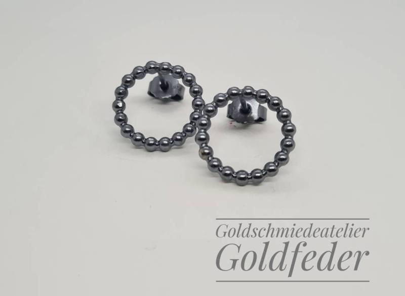 Ohrstecker Loop Schwarz M von AtelierGoldfeder