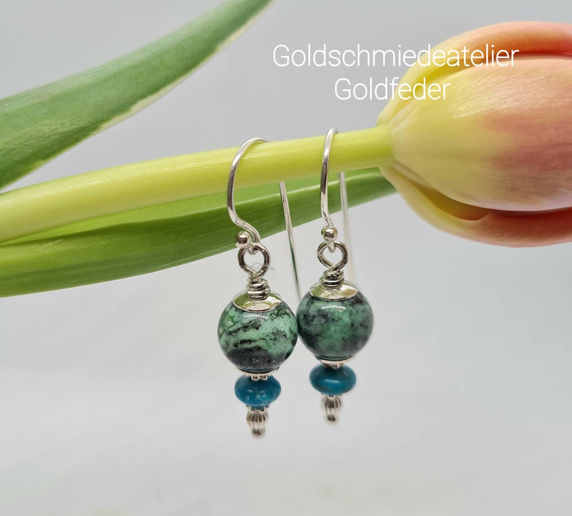 Variscit-Türkis - Ohrhänger Klara von AtelierGoldfeder