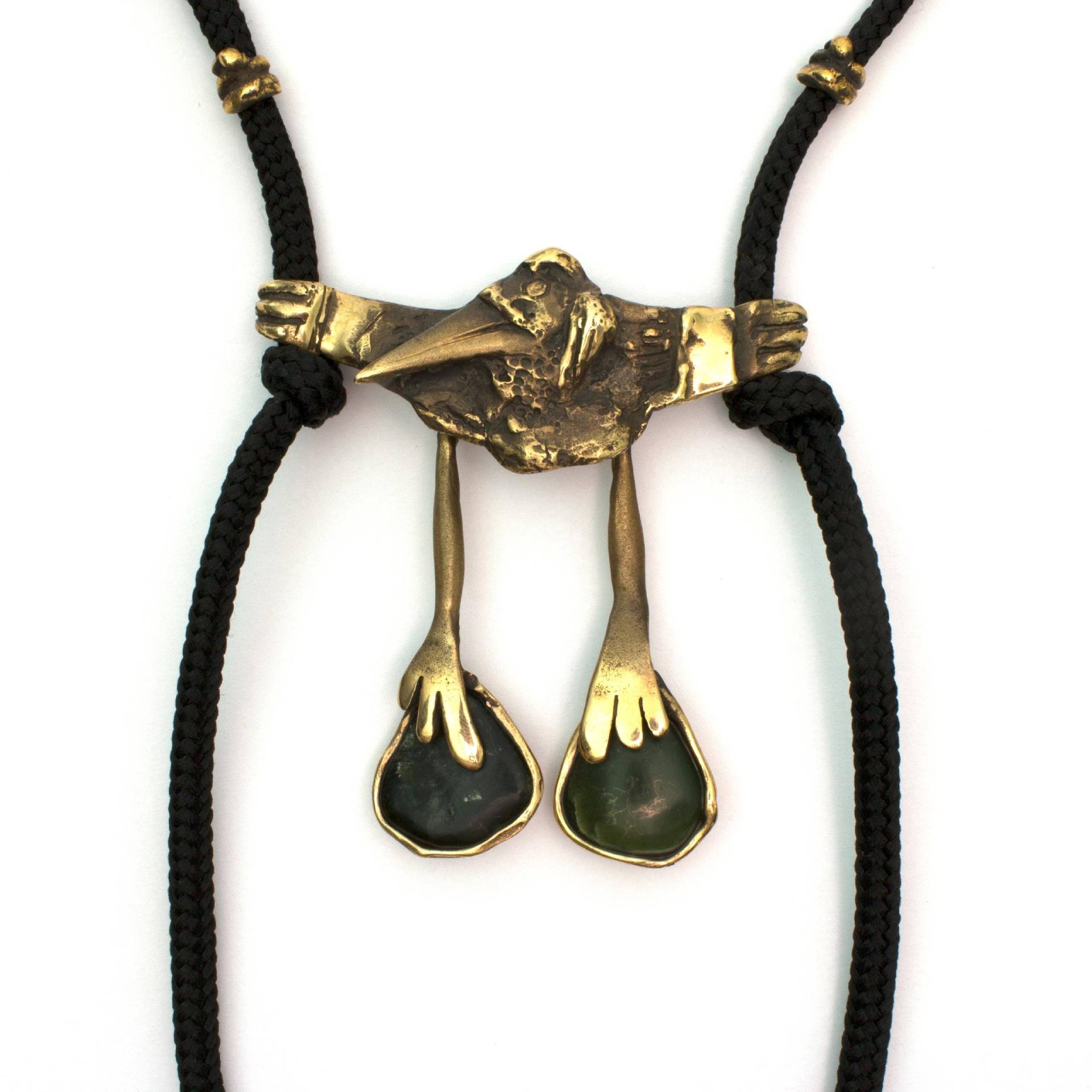 107 Jade Vogel Bronze Anhänger Halskette Mit Nephrit Von Vojtěška Vlèková von AtelierJaromira