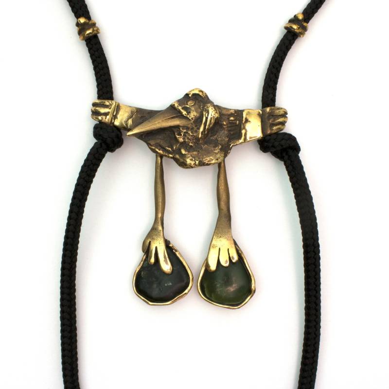 107 Jade Vogel Bronze Anhänger Halskette Mit Nephrit Von Vojtěška Vlèková von AtelierJaromira