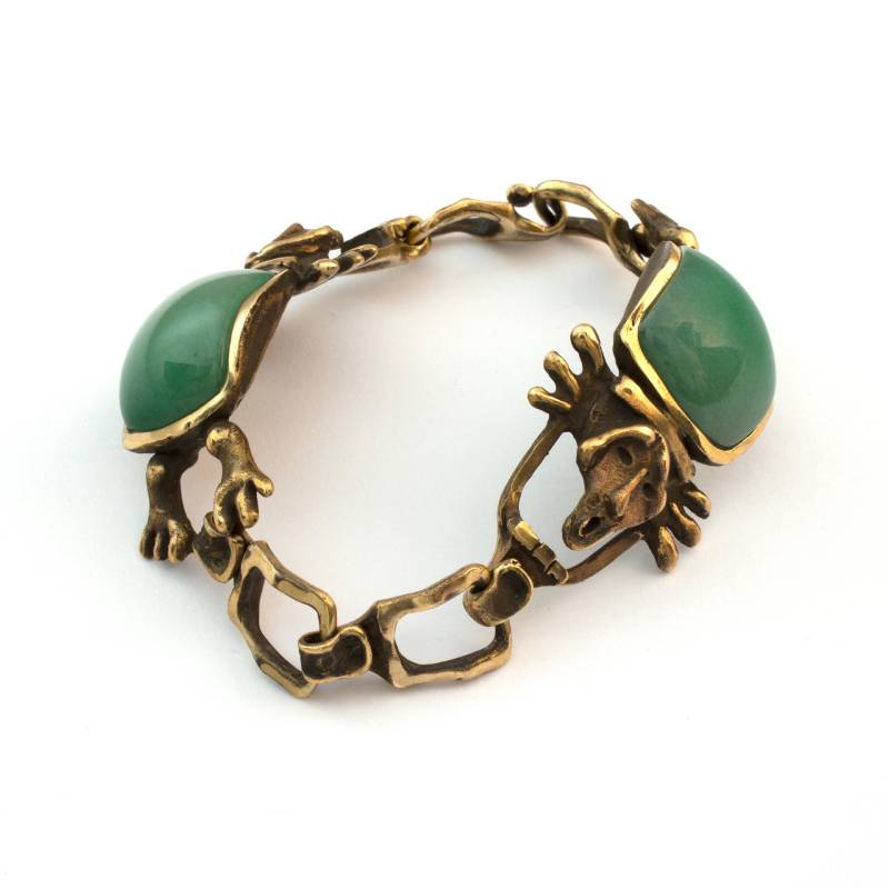 215 Kopffüßer Bronze Armband Mit Jadeit Von Vojtěška Vlèková von AtelierJaromira