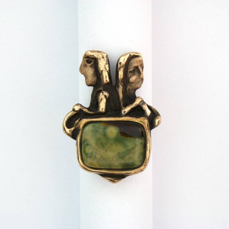 235 Adam Mit Eva Bronze-Ring Jaspis Von Vojtěška Vlèková von AtelierJaromira