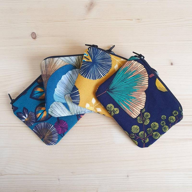 Mini-Baumwolltasche Mit Ginkgo- Oder Blattmuster - Handgefertigt in Frankreich Muttertagsgeschenk von AtelierKOD
