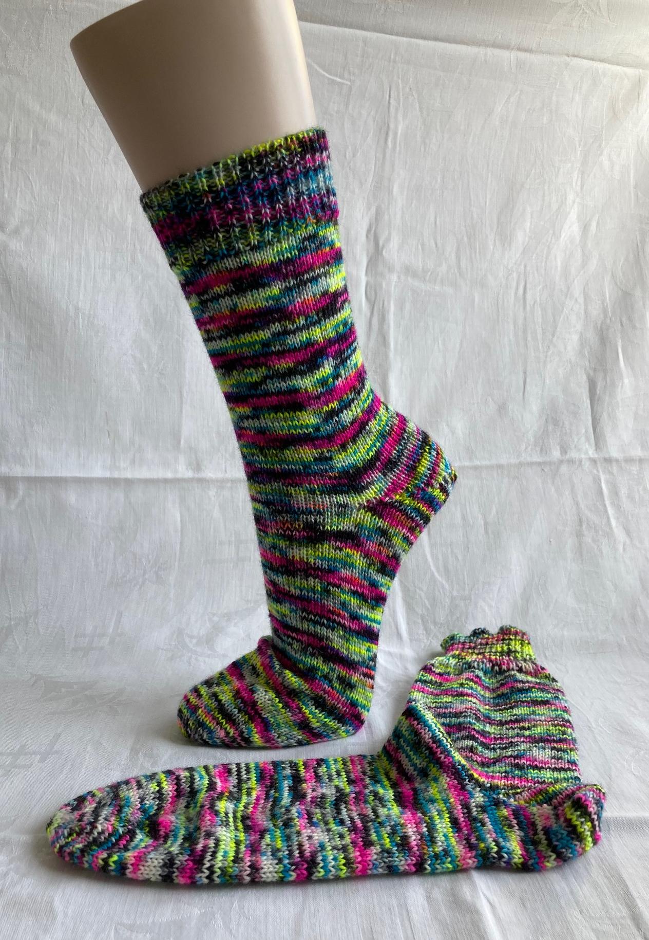 Socken "Neon-Chaos 2", Handgefärbt, Gr. 39/40 von AtelierKammikatze