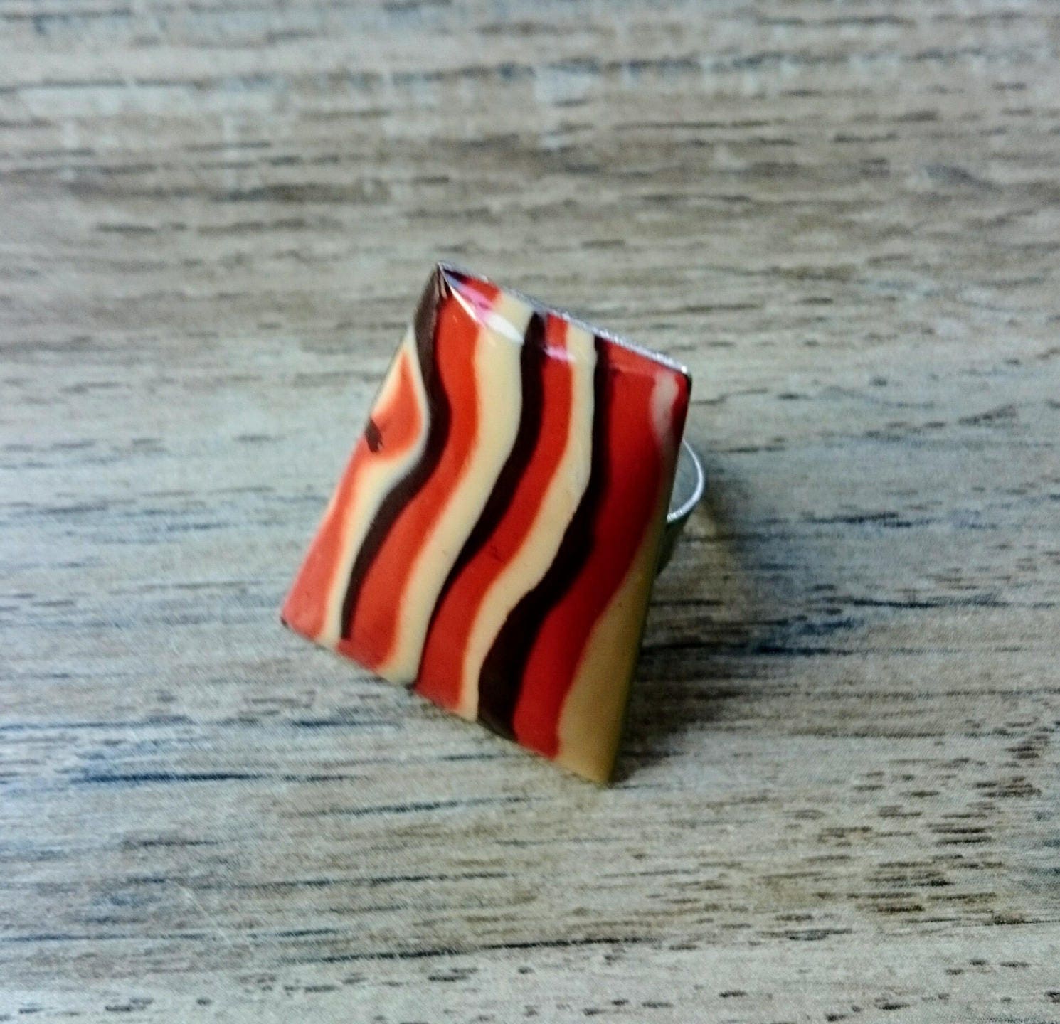 Trapezring Aus Polymerpaste Karamell, Vanille, Schokolade Trapezring Aus Polymerpaste Karamell, Vanille, Schokolade von AtelierKtyCreations