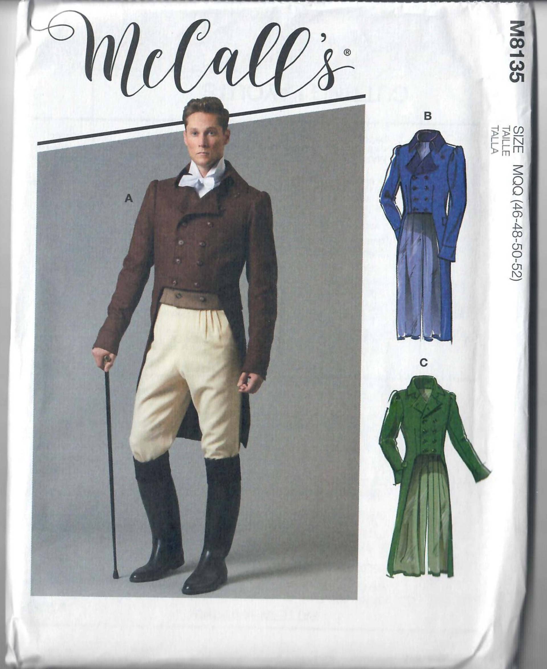 Mccall's M8135 Herren Regency Era Tail Coat Schnittmuster, Größen 38-40-42-44 & 46-48-50-52, Ff, Uncut von AtelierLilyAbsinthe