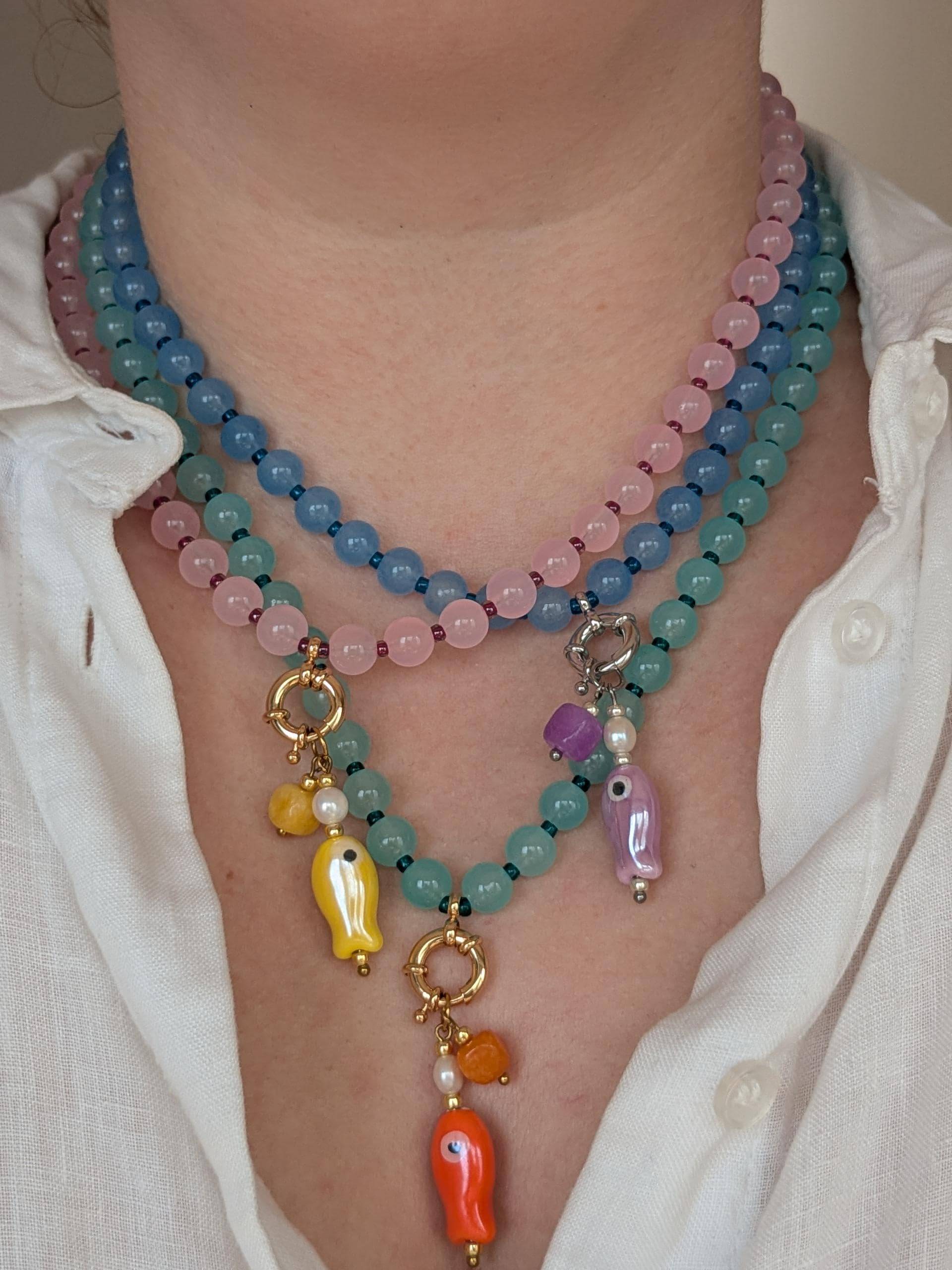 Marlin - Ceramic Fish Beaded Necklace, Pastel Glass Beads, Fun & Playful Summer Jewellery, Freshwater Pearl & Gemstone Charm Marlin - Ceramic Fish Beaded Necklace, Pastel Glass Beads, Fun & Playful Summer Jewellery, Freshwater Pearl & Gemstone Charm von AtelierLuanle