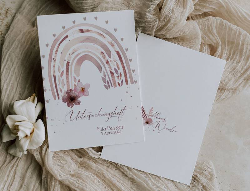 Set U-Heft Und Impfpass Hülle Ella Personalisiert, Untersuchungshefthülle Regenbogen von AtelierManuAcikgoez
