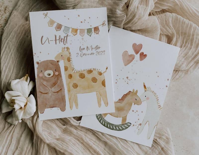 Set U-Heft Und Impfpass Hülle Lea Personalisiert, Boho Stil von AtelierManuAcikgoez