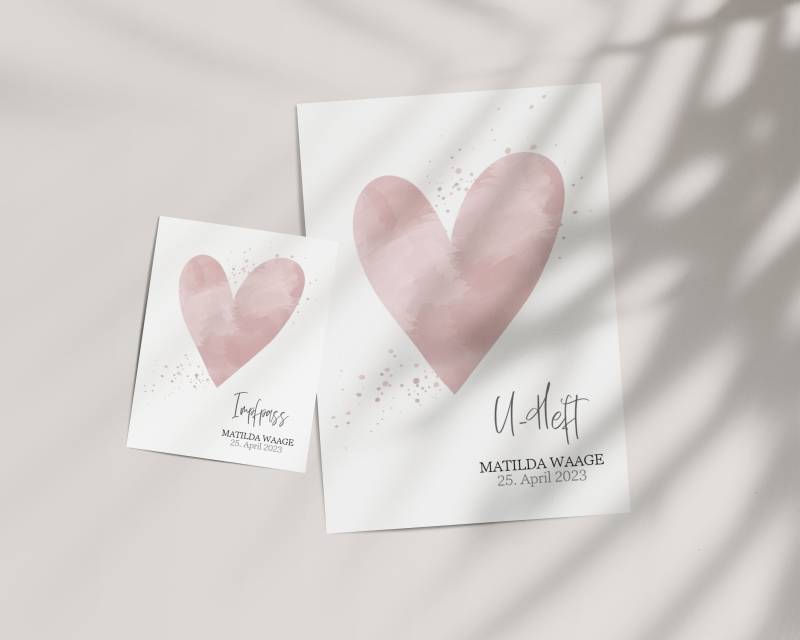 Set U-Heft Und Impfpass Hülle Matilda Personalisiert, Umschlag, Motiv Herz von AtelierManuAcikgoez