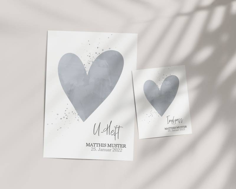 Set U-Heft Und Impfpass Hülle Matthis Personalisiert, Umschlag, Motiv Herz von AtelierManuAcikgoez