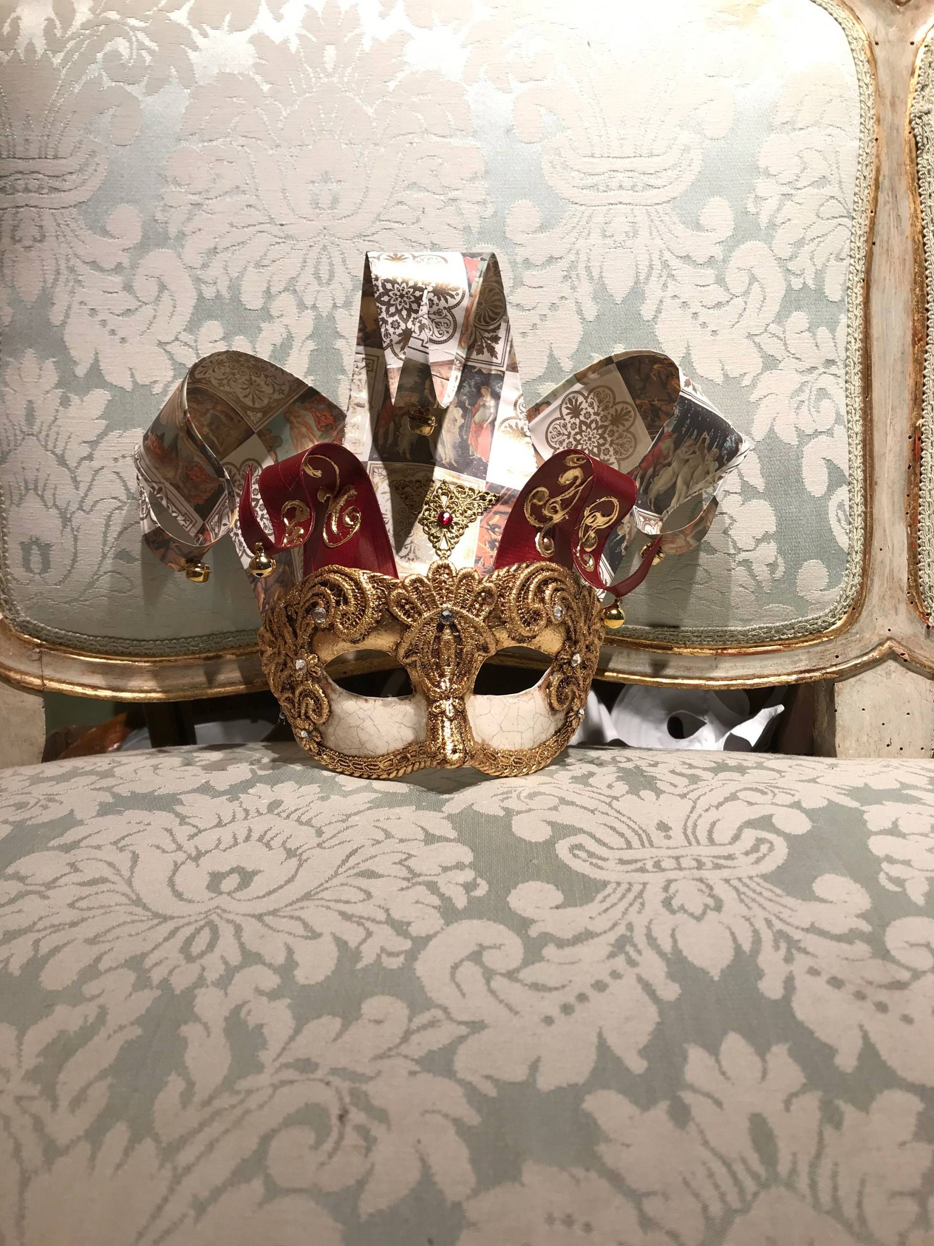 Maschera Veneziana, Jolly Macrame Foglia Oro, Maschera Originale Maschera Veneziana, Jolly Macrame Foglia Oro, Maschera Originale von AtelierMaregaMask