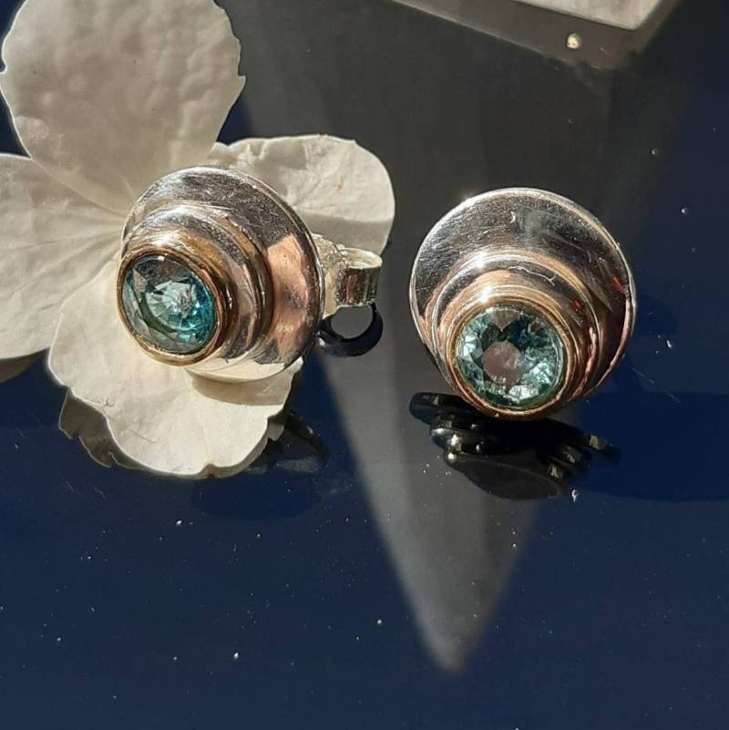 Echter Blauer Zirkon Ohrstecker Gold Silber Naturedelstein von AtelierMarxsen