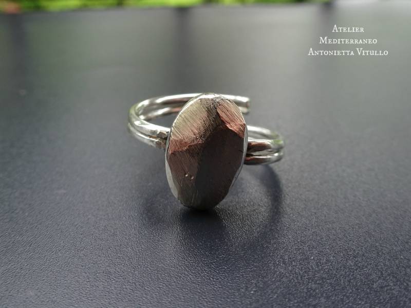 Ovaler Nugget-Ring Aus Sterlingsilber Auf Bestellung von AtelierMediterraneo