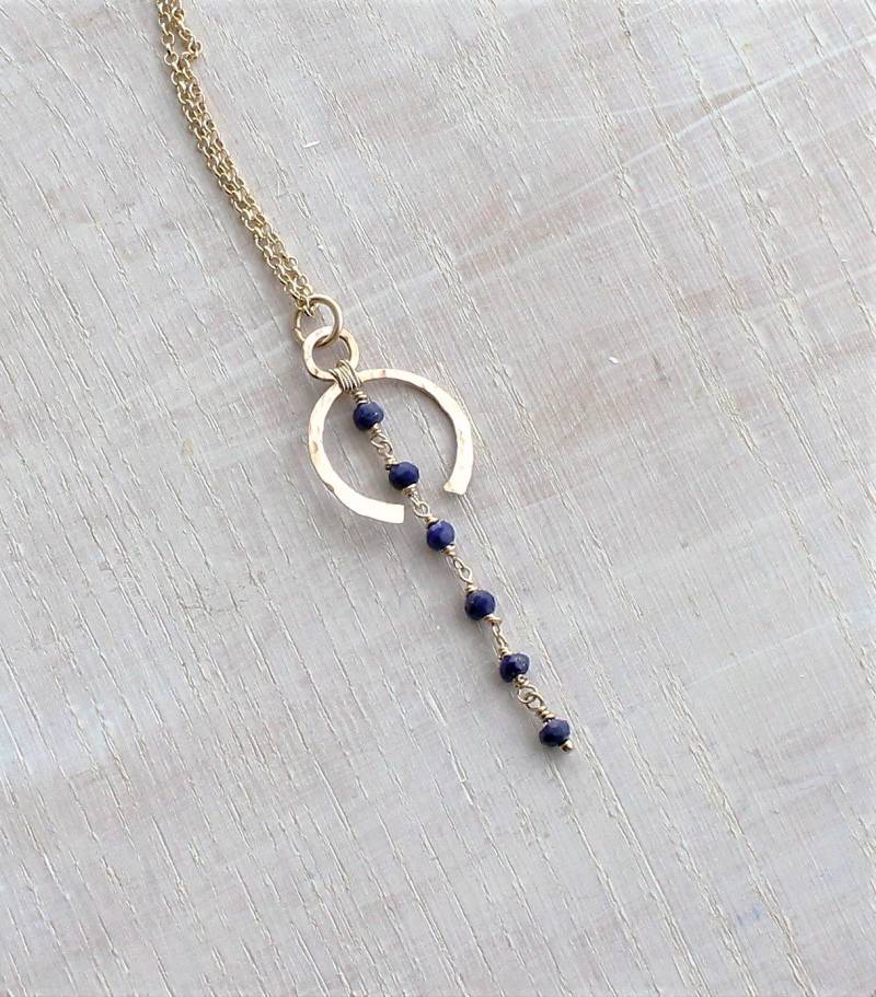 Lapis Halskette, Layering Kette, Edelstein September Geburtsstein, Boho Art Deco, Geschenk Für Sie von AtelierNymphea