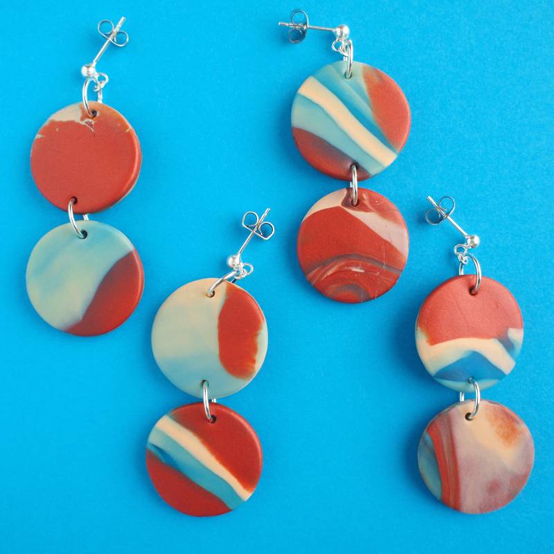 Metallic Kupfer.blau.nude - Handgemachte Polymer Clay Ohrringe Statement Mit 925 Silber Ohrstecker Tragbare Kunst Schmuck Metallic Kupfer.blau.nude - Handgemachte Polymer Clay Ohrringe Statement Mit 925 Silber Ohrstecker Tragbare Kunst Schmuck von AtelierPaprika