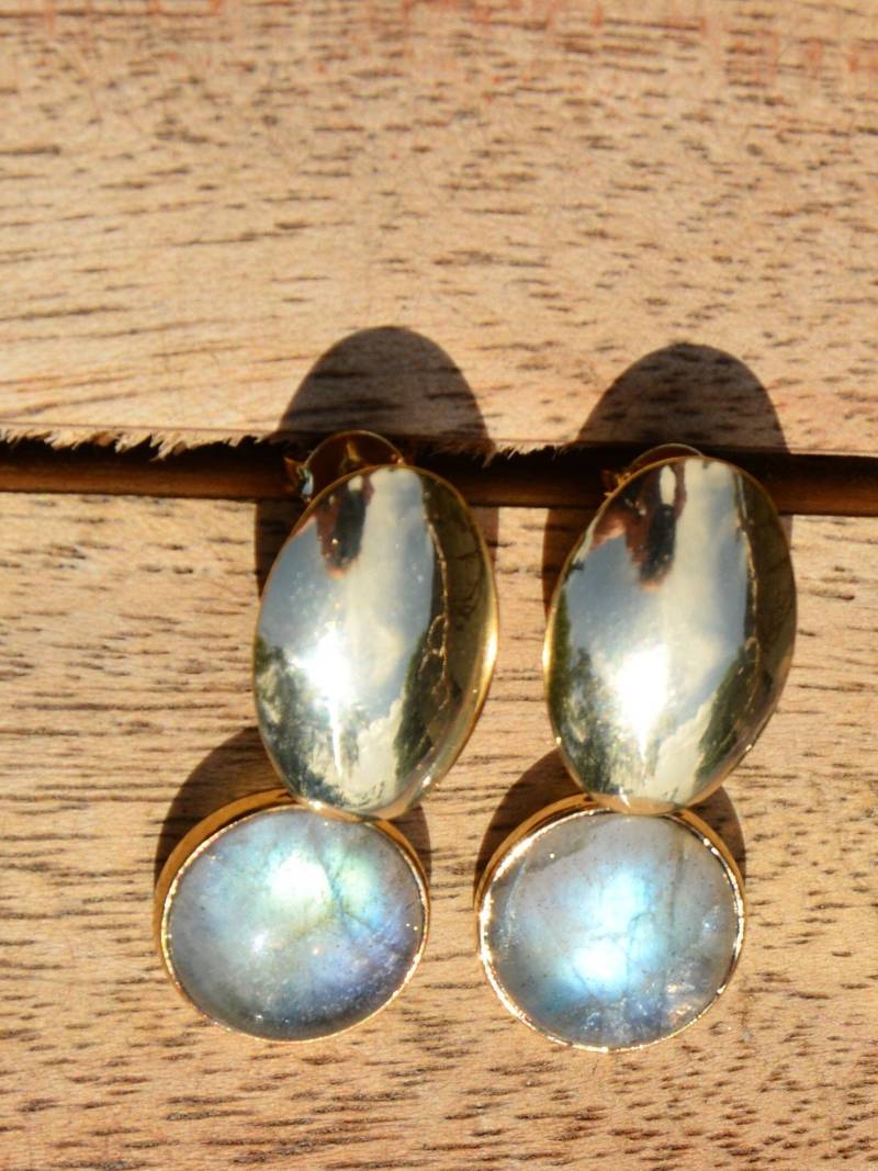Edelstein Labradorit Ohrringe Goldfilled von AtelierPelzer
