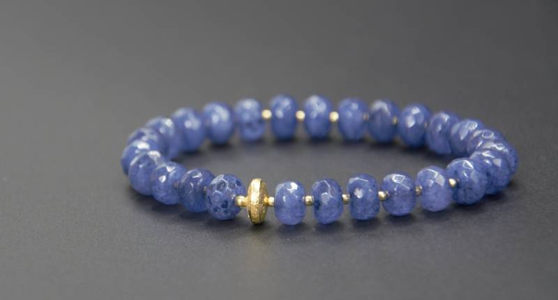 Jade-stretch-Armband Mit 925 Vergoldetem Silber von AtelierPelzer