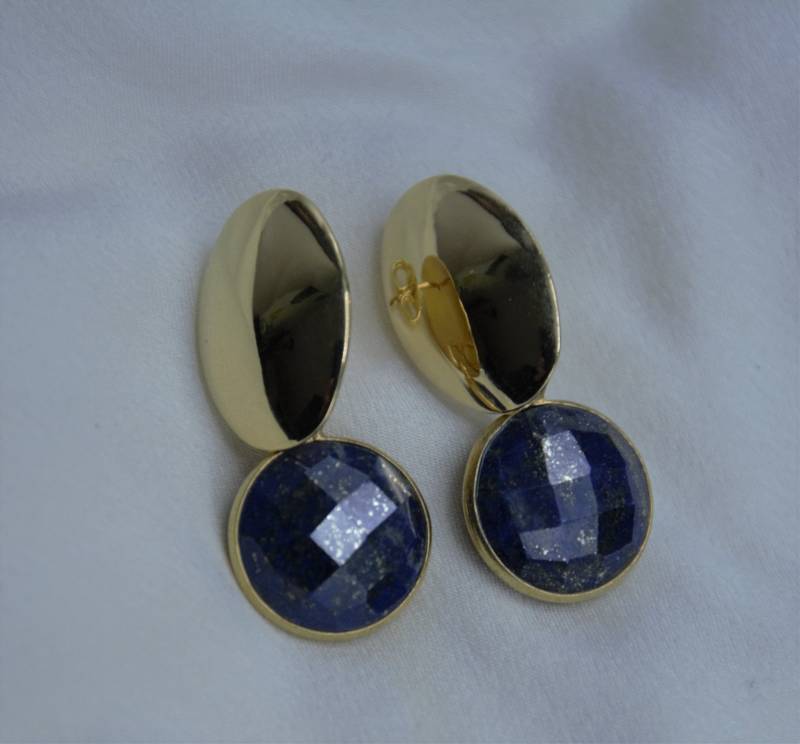 Lapislazuli Ohrringe Goldfilled 18K - Blaue Edelstein Ohrstecker, Luxuriöser Handgemachter Schmuck, Geschenk Für Sie von AtelierPelzer