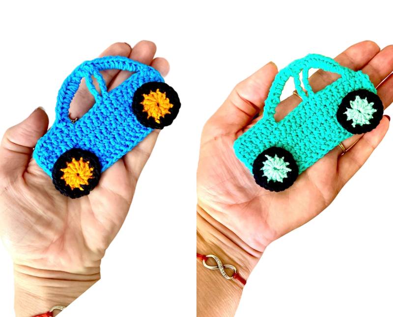 Gehäkelte Auto Applikation, Auto Applikation Grünes Auto, Diy Applikation, Für Kinder, Applikationen Mädchen, 2Er Set von AtelierRSembroidery