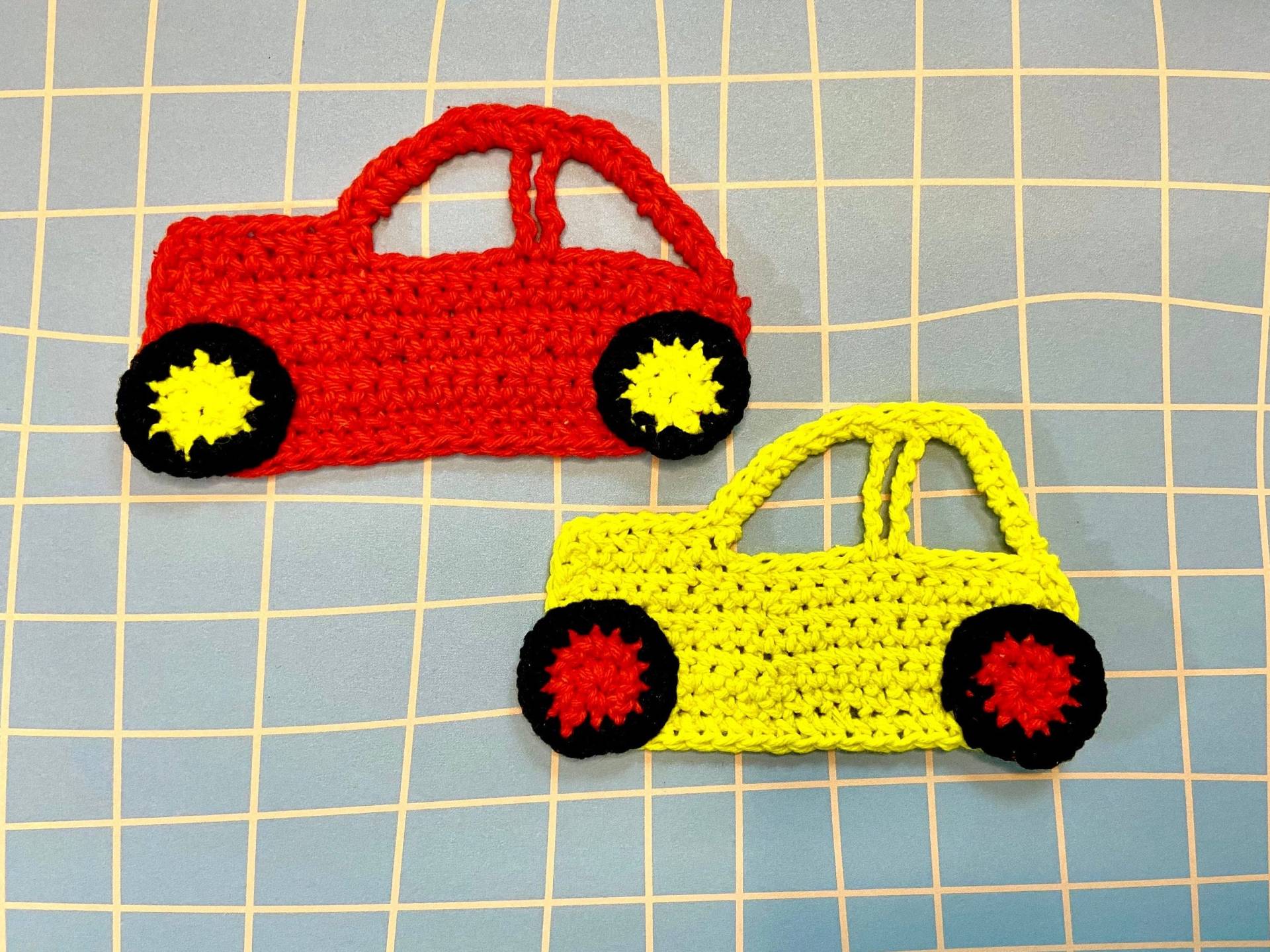 Gehäkelte Auto Applikation, Auto Applikation Grünes Auto, Diy Applikation, Für Kinder, Applikationen Mädchen, 2Er Set von AtelierRSembroidery