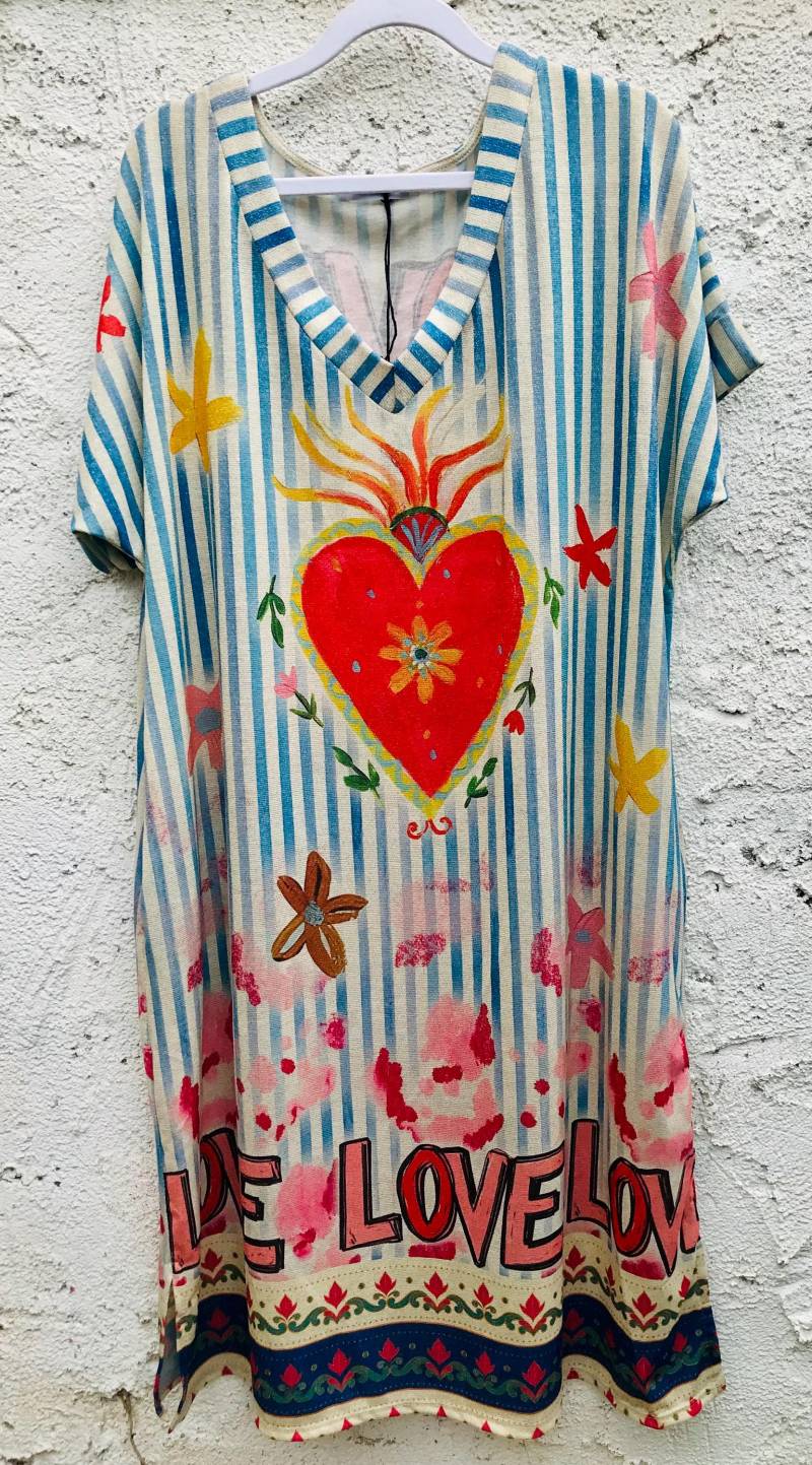 Sommerkleid Mit Frida Und Herz Blau von AtelierRosita