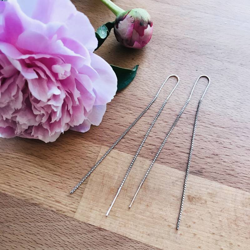Feine Ketten Ohrringe // Fädelohrringe Kette Minimalistisch Handgemacht Aus 925 Silber Feine Ketten Ohrringe // Fädelohrringe Kette Minimalistisch Handgemacht Aus 925 Silber von AtelierSanchez
