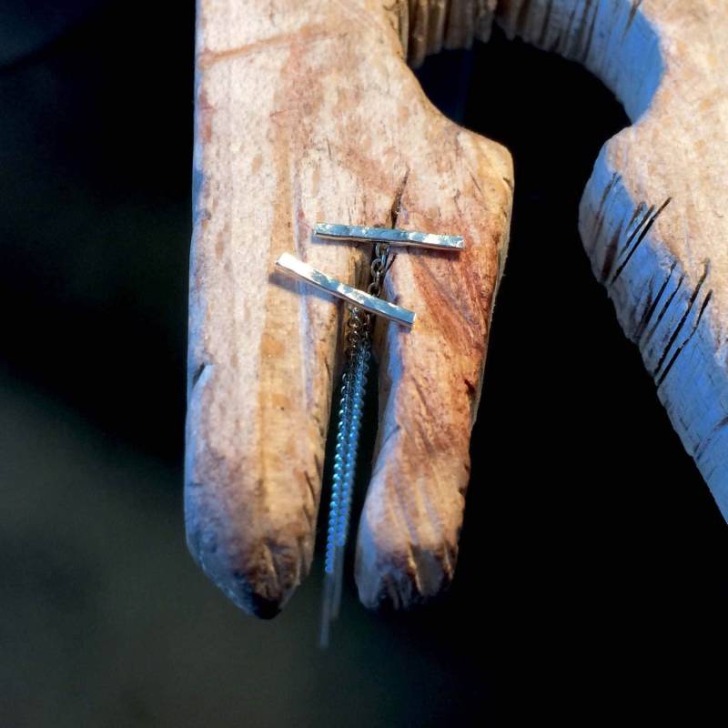 Funkelnde Fädelohrringe // Ketten Ohrringe Minimalistisch Handgefertigt Aus 925 Silber von AtelierSanchez