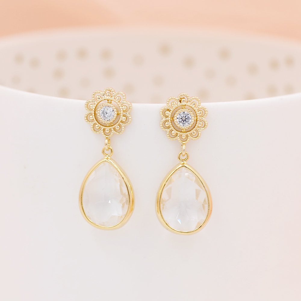 Verheiratete Ohrringe, Sibel, Ohrringe Blume Tropfen, Gold, Silberschmuck, Schmuck, Boho von AtelierSarahAime