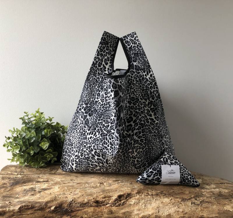 Graue Leoparden Einkaufstasche Aus Baumwolle/Geschenk Für Sie Valentinstagsgeschenk Muttertagsgeschenk von AtelierSettembre