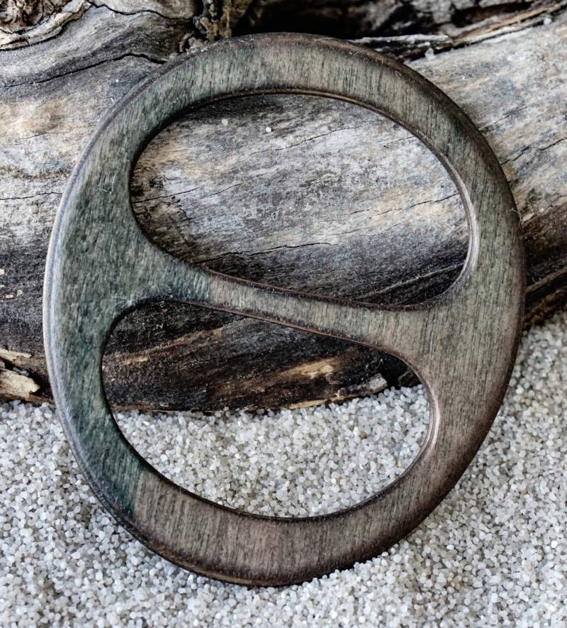 Schalring Aus Holz, Schalhalter, Tuchhalter, Handgemacht, Federleicht, Grau-Petrol. Wird Für Sie Angefertigt von AtelierSinger