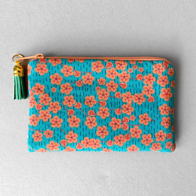 Mini Geldbeutel Japan Blumen Mint, Kleines Portemonnaie von AtelierSommer