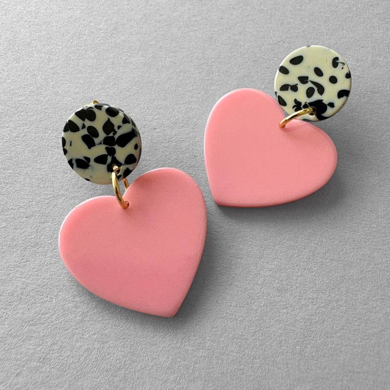 Ohrringe Happy Heart Rosa, Statement Ohrringe, Ohrstecker, Schmuck Ohrringe Happy Heart Rosa, Statement Ohrringe, Ohrstecker, Schmuck von AtelierSommer