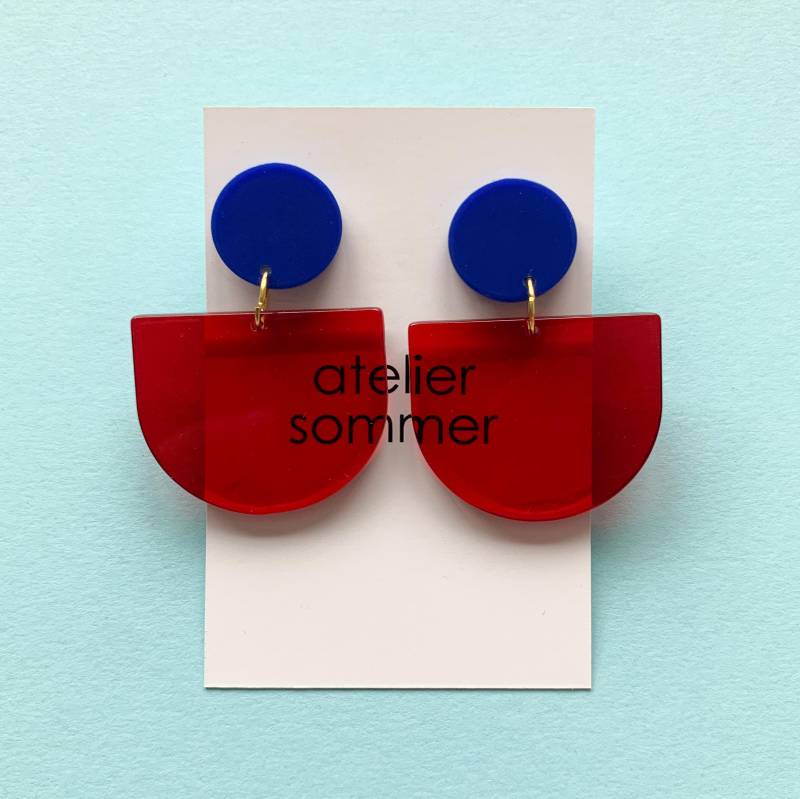Ohrstecker Rot Transparent, Statement Ohrringe, Schmuck von AtelierSommer
