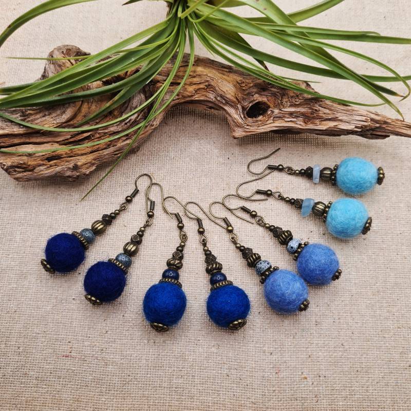 Ohrringe Aus Filz/Merinowolle | Blautöne Ohrringe Aus Filz/Merinowolle | Blautöne von AtelierSonnenfaenger