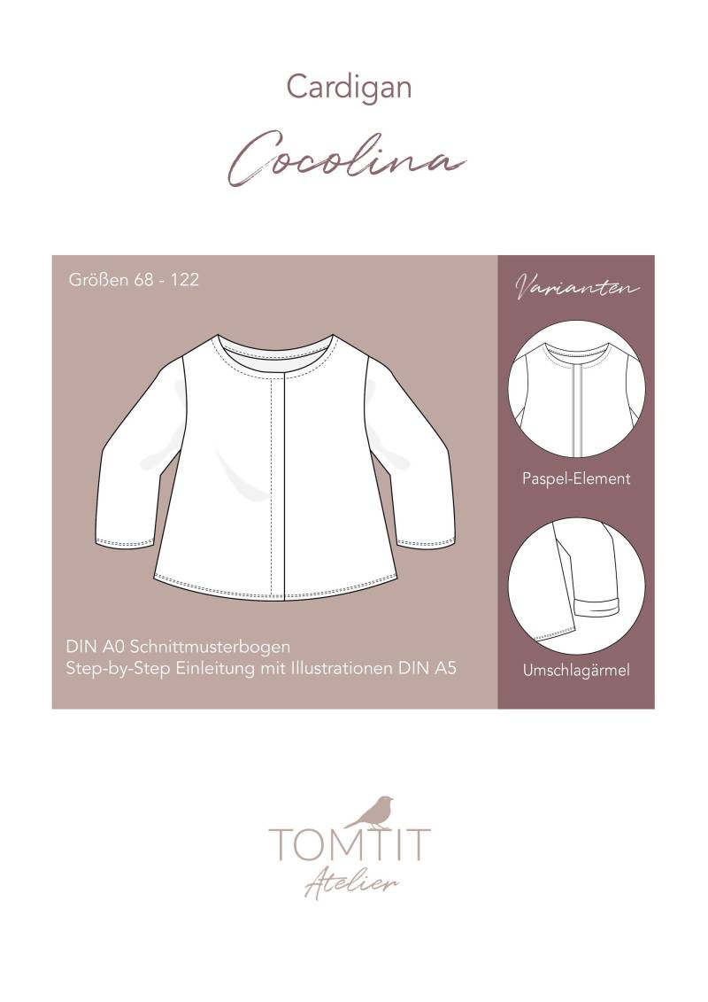 Papier Schnittmuster Cardigan Mit Verdeckter Knopfleiste Für Baby, Kleinkind Und Kind Gr. 68 -122 von AtelierTomtit