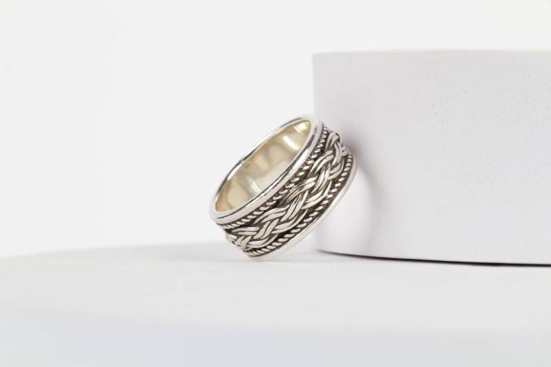 925Er Silberring Geflochten - Unisex Bandring Größe 54 7, 77 G Handgefertigt von AtelierZurLinde