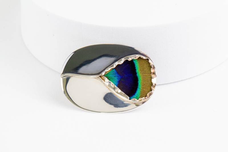 Brosche 925 Sterling Silber Modernist Pfau Feder Anstecker Brosche 925 Sterling Silber Modernist Pfau Feder Anstecker von AtelierZurLinde